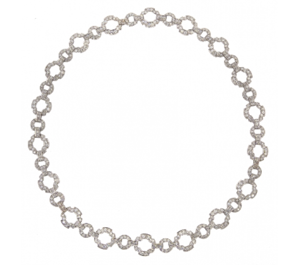 Collar de platino y brillantes a&ntilde;os 50 convertible en tres pulseras, con dise&ntilde;o de aros encadenados. 