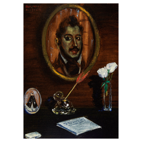 Benjamín Palencia (Borrax, Albacete, 1894-Madrid, 1980) Homenaje a Larra. Óleo sobre tela. Firmado.