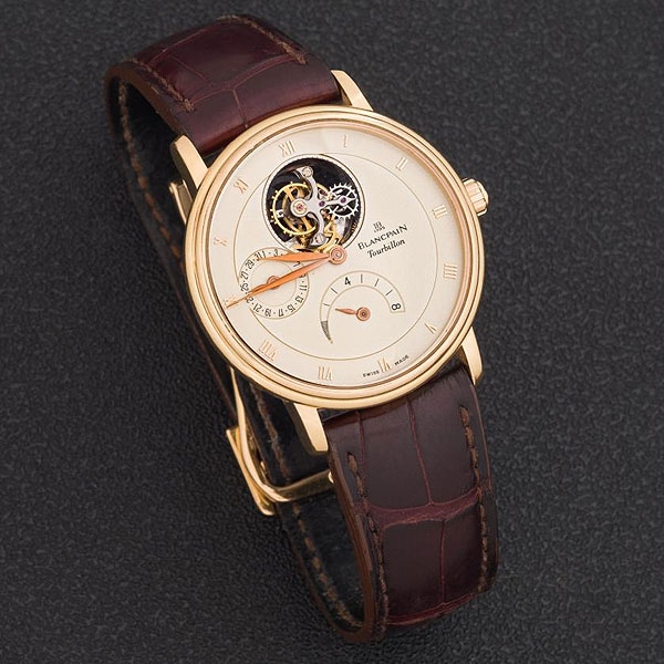 Importante reloj para caballero BLANCPAIN Villeret, Tourbillon en oro rosa.
