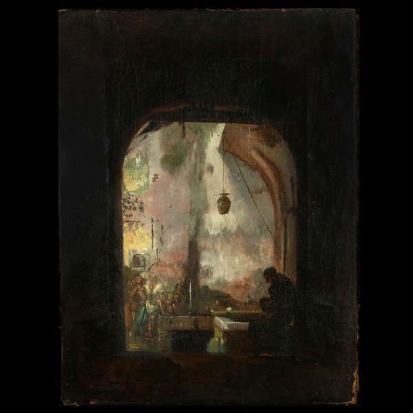 Atribuido a François Marius GRANET (Aix-en-Provence 1775- 1849) - Monje en el interior del convento.   Óleo sobre lienzo.