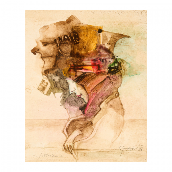 Modest Cuixart (Barcelona, 1925-Palamós, Girona, 2007)  Felipiana.  Técnica mixta sobre papel.