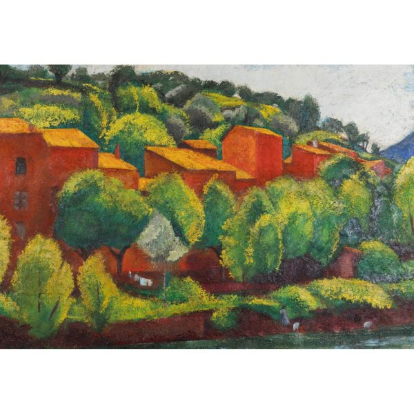 Miguel Villa Bassols (Barcelona, 1901-El Masnou, 1988)  Poble de Segur.  Óleo sobre tela. Firmado