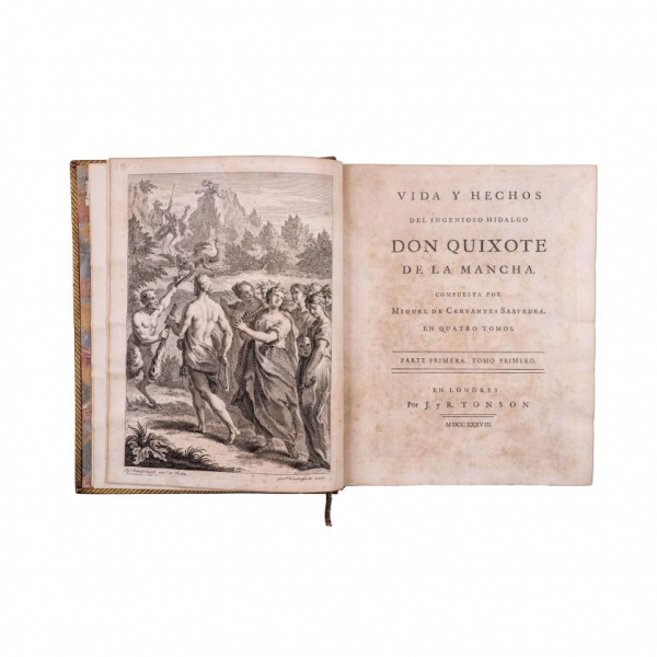 MIGUEL DE CERVANTES SAAVEDRA - "VIDA Y HECHOS DEL INGENIOSO HIDALGO DON QUIXOTE DE LA MANCHA" Londres: J. y R. Tonson, 1738.