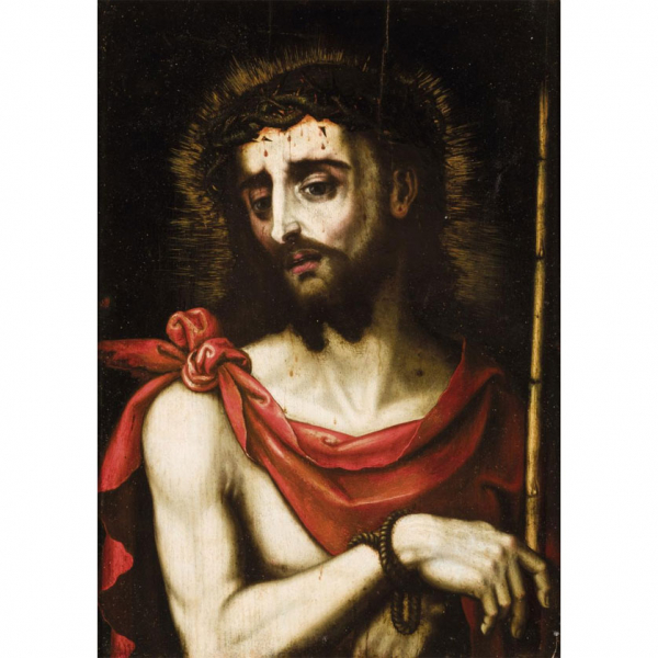 Luis de Morales (1509 - 1586). "Ecce Homo". Óleo sobre tabla.