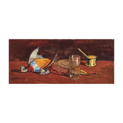 Rafael Durancamps Folguera. Naturaleza muerta con faisanes. &Oacute;leo sobre t&aacute;blex 