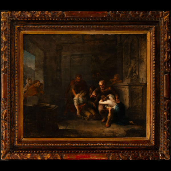 ATRIBUÍDO A ANNIBALE CARRACCI (Bolonia, 1560 - Roma, 1609) - Las dos Marías Llorando en el Santo Sepulcro.