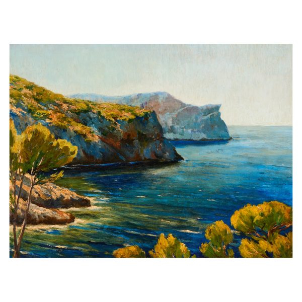 Joan Fuster Bonnin (Palma de Mallorca, 1870-1943) Vistas de Sa Foradada, Mallorca. &Oacute;leo sobre tela. Firmado.