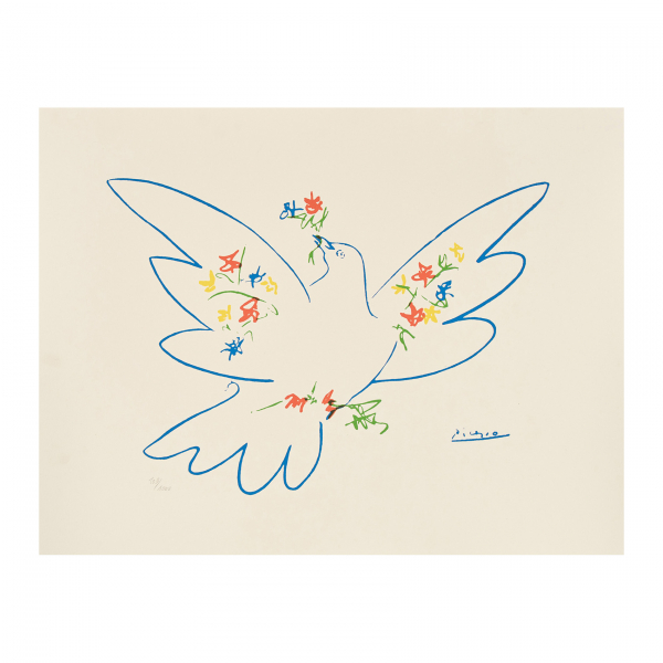 Pablo Ruíz Picasso (Málaga, 1881-Mougins, Francia, 1973) Paloma de la paz. Serigrafía sobre papel.