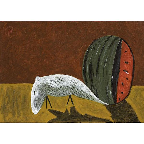 Markus Lüpertz.  "Sin título (1987)". Óleo sobre tabla. Firmado