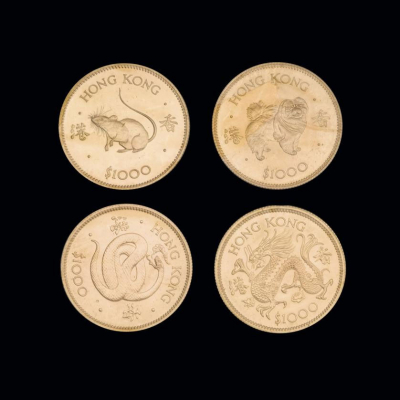 12 monedas de oro de 1000 dólares Hong Kong &quot;Horóscopo Chino&quot;.
