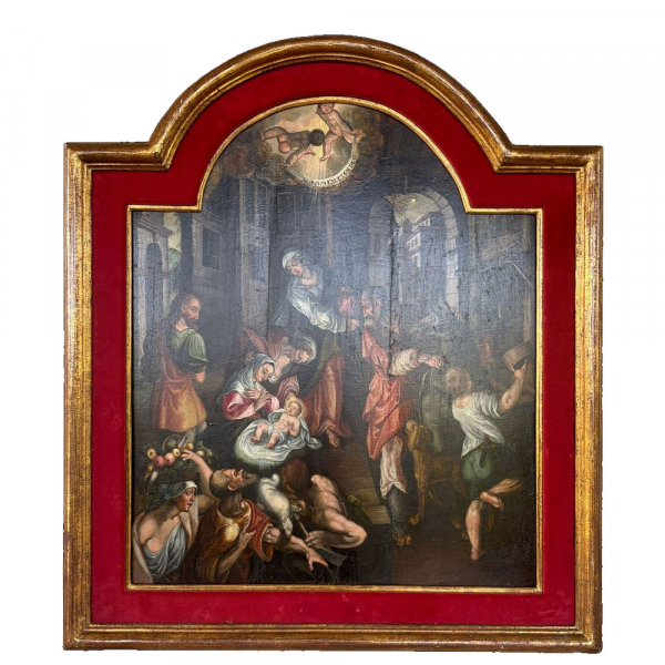 "Natividad". Renacimiento Italo-Flamenco del siglo XVI.   Buen estado, óleo sobre tabla