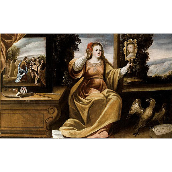 Escuela Flamenca S. XVII.   "Vanitas". Óleo sobre lienzo.