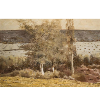 José Beulas   &quot;Orillas del río Sotón, Huesca (1974)&quot;. Óleo sobre lienzo.