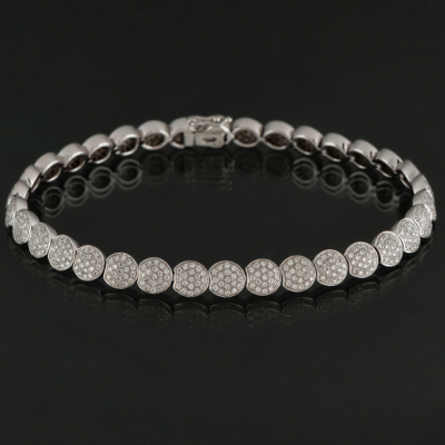 Pulsera en oro blanco de 18 kt con pavé de brillantes