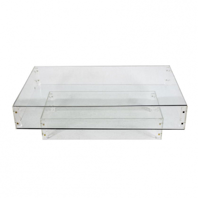 Mesa expositora en cristal y metacrilato. Circa 1980.