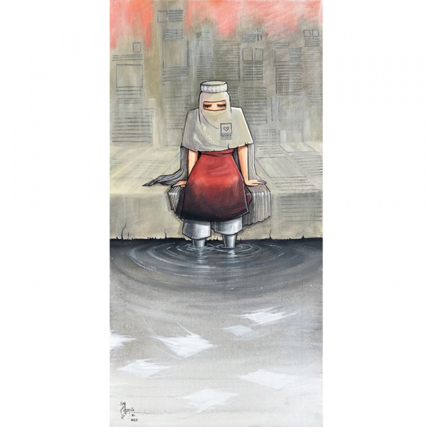 Shamsia Hassani (Teherán, 1988) - Sin título (2023).   Acrílico sobre lienzo.