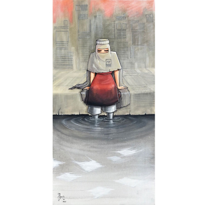 Shamsia Hassani (Teherán, 1988) - Sin título (2023).   Acrílico sobre lienzo.