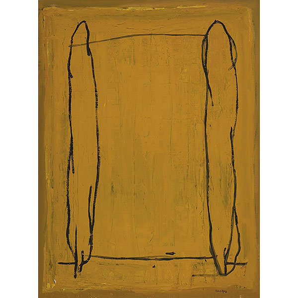 Joan Hernández Pijoan.     &quot;Ocre amb xiprers (1987)&quot;. Óleo sobre lienzo. Firmado y fechado (87)