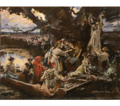 FRANCISCO PRADILLA Y ORTIZ (Villanueva de Gállego, Zaragoza, 1848 - Madrid, 1921)  Bajo el árbol consagrado a Ceres. Ofrenda. 