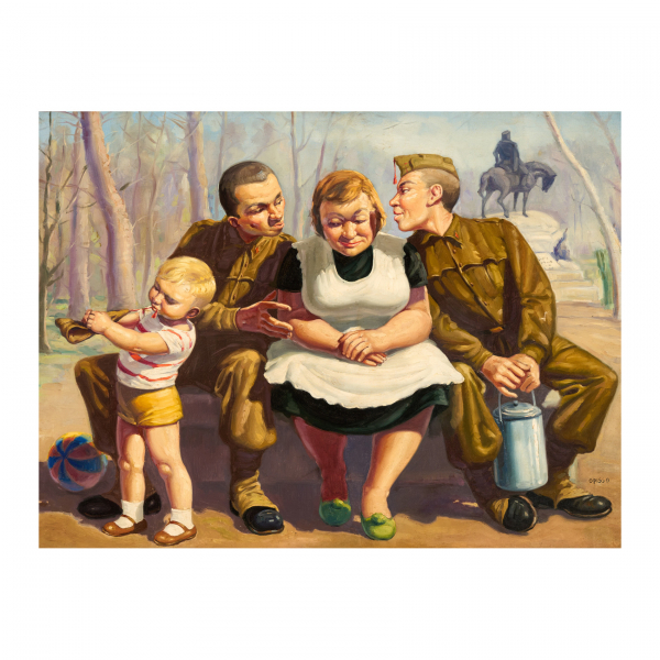 Ricard Opisso Sala (Tarragona, 1880-Barcelona, 1966)  Militares.  Óleo sobre tela. Firmado. 