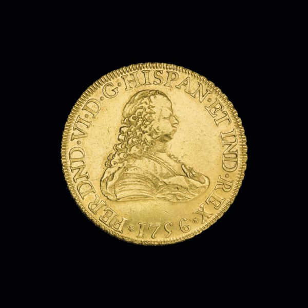 Moneda Fernando VI. 8 escudos. 1756. M&eacute;jico.