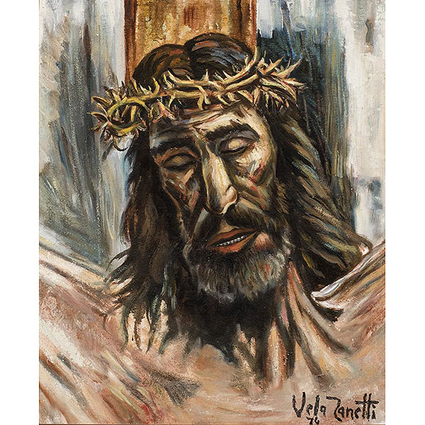 V. Vela Zanetti.  "Cristo (1974)". Óleo sobre lienzo. Firmado