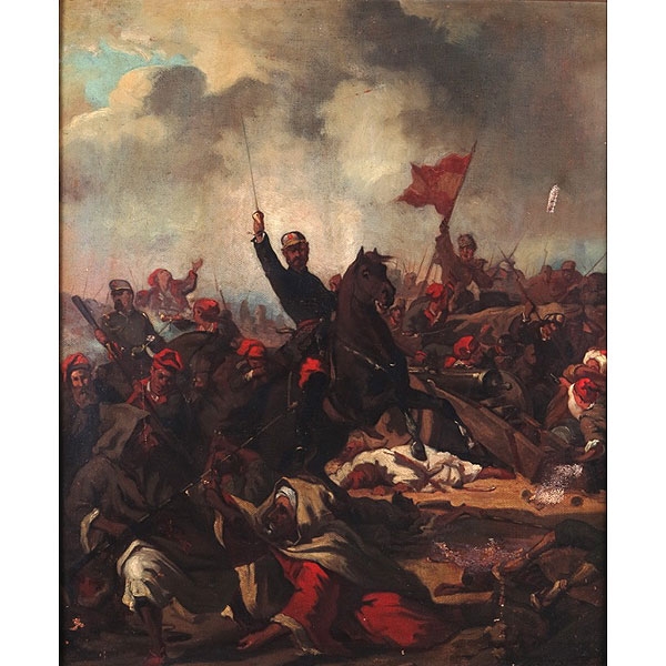 Escuela española ffs.S.XIX "Prim en la batalla de castillejos"