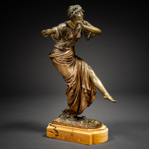 "Flautista" Escultura modernista en bronce dorado.  PAUL PHILIPPE (1870-1930)