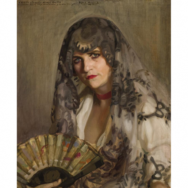 Jos&eacute; Mar&iacute;a L&oacute;pez Mezquita.   "Personaje con mantilla (1922)". &Oacute;leo sobre lienzo. 