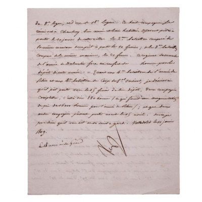 Napole&oacute;n Bonaparte. Carta desde Valladolid 1809