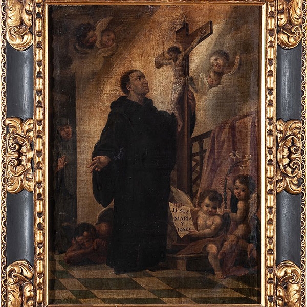 San Luis Gonzaga abrazando la Cruz