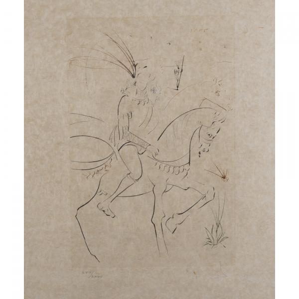 Salvador Dal&iacute; (Figueres, Girona, 1904-1989)  La Quete du Graal. Viviane y Lancelot.  Grabado 