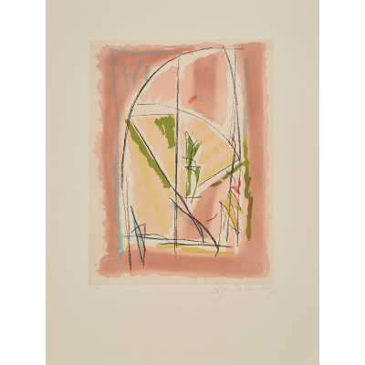 Albert Ràfols Casamada (Barcelona, 1923-2009) Composición en rosa. Grabado al aguafuerte sobre papel.