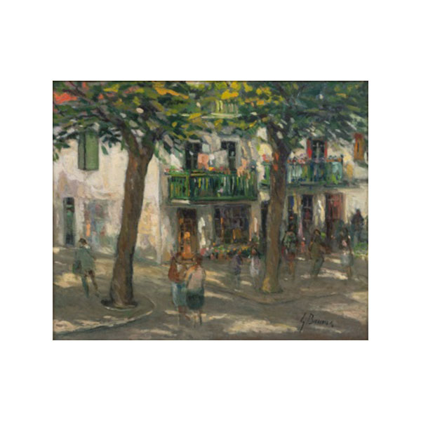 CARMELO GARCÍA BARRENA   (Bilbao 1926 - 2000)  "Fuenterrabia. Calle San Pedro"  Firmado: G. Barrena 