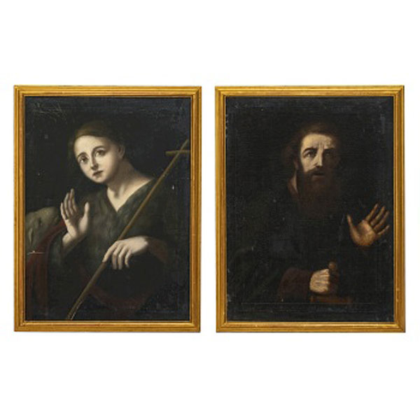 Escuela Europea  (S. XVIII) "Divina pastora y Santo (2 obras)"