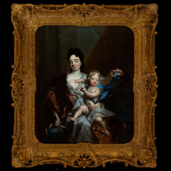 Nicolas de Largillière. Retrato de Marie Madeleine Mercier y Luis de Borbón, 2º duque de Bretaña (c.1708). Óleo sobre lienzo.