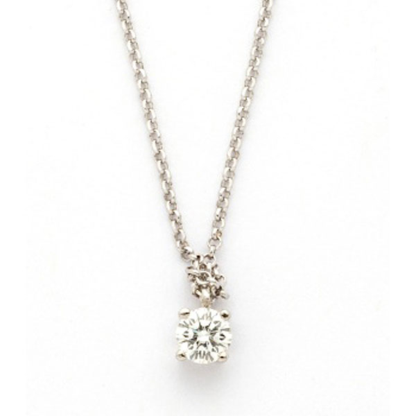Cadena y colgante en oro blanco con diamante talla brillante