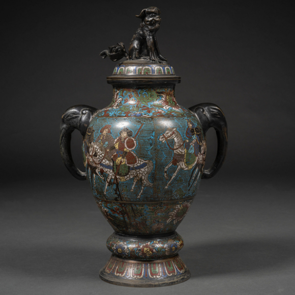 Tibor Chino en esmalte cloisonné del siglo XIX