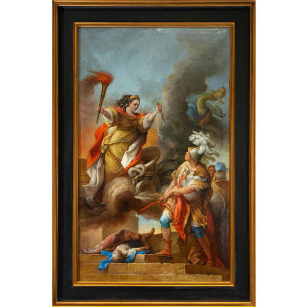 "Alegoría de la Valentía" Maestro Neoclásico Italiano o Español a identificar. Siglo XVIII.