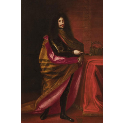 VON BLOCK,BENJAMIN (1631 - 1690).  &quot;Retrato del Emperador Leopoldo I de Austria&quot;. Óleo sobre lienzo.