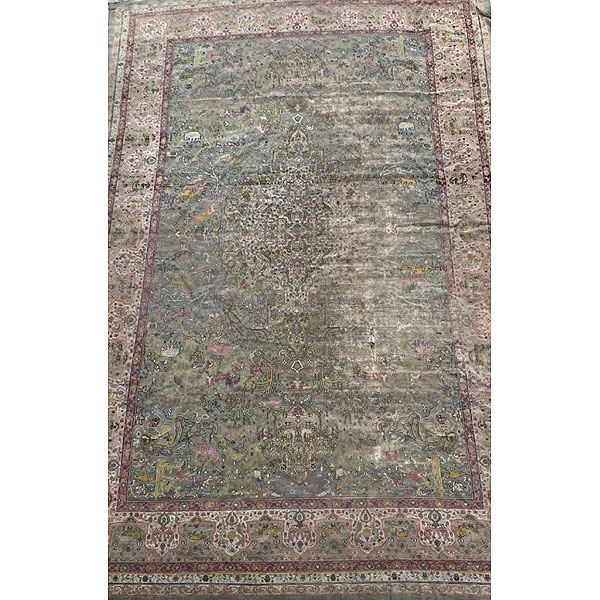 Alfombra persa de campo color verde jade 