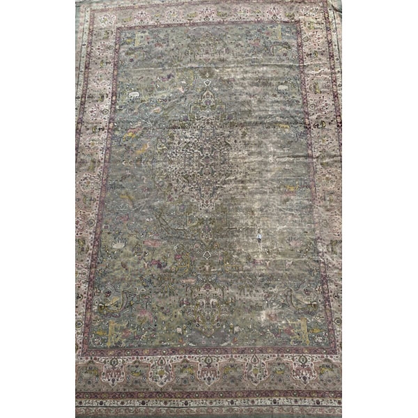 Alfombra persa de campo color verde jade