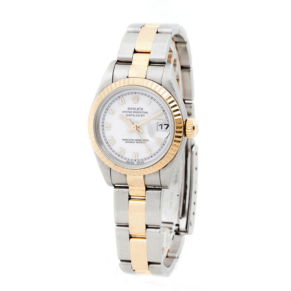Reloj cron&oacute;metro suizo, sra. ROLEX Ouster Perpetual DATEJUST Ref.: 69173, en caja 26 mm y brazalete de acero y oro 