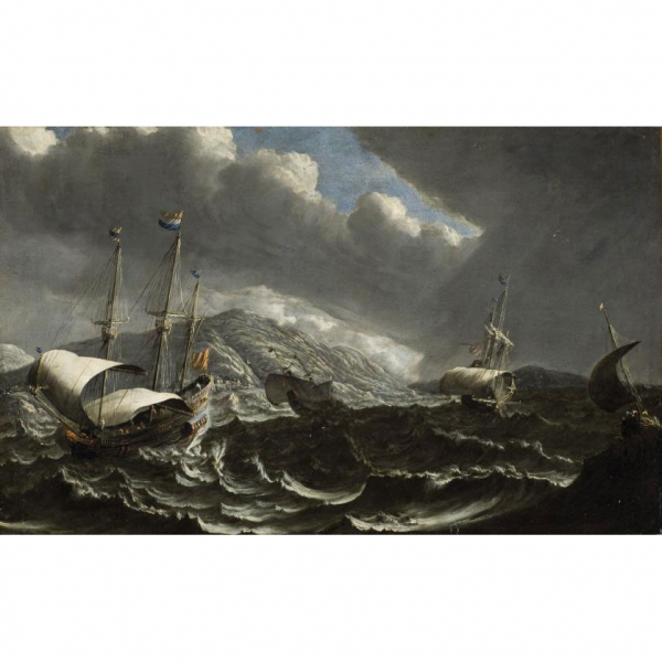 Matthieu Van Plattemberg.   "Marina". Óleo sobre lienzo.