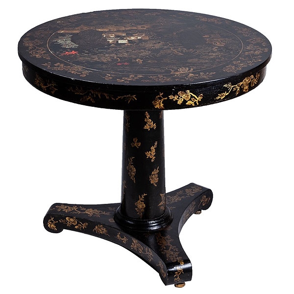 Velador circular inglés lacado