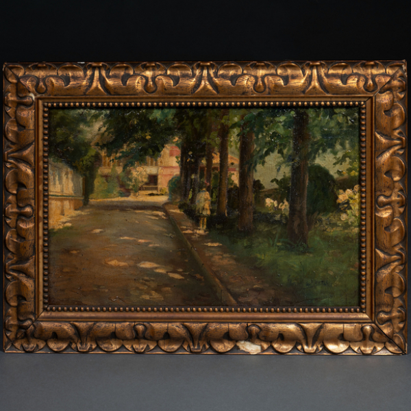 &quot;Arbolada con niña&quot;  GASPAR MONTES ITURRIOZ (Irún, 1901-1998) 