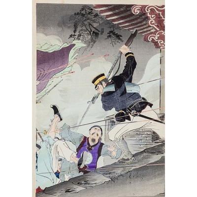 Diez grabados japoneses con escenas de batalla, pps.S.XX