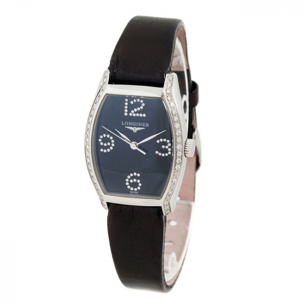 Reloj suizo sra. LONGINES Evidenza, ref. L2.155.0, en caja de acero y blancos diamantes naturales 