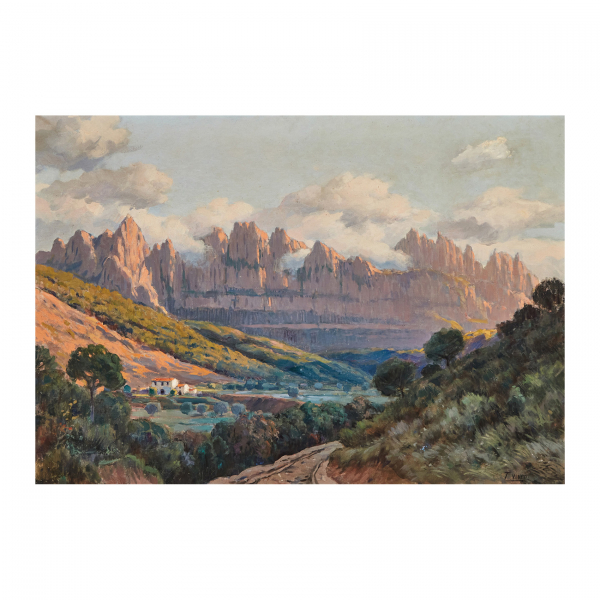 Tomás Viver Aymerich (Terrassa, Barcelona, 1877-1951) Montserrat. Óleo sobre tela.