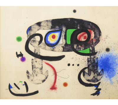 JOAN MIR&Oacute; (Barcelona, 1893 - Palma de Mallorca, 1983)  Le Hibou blasph&eacute;mateur, 1975.   Aguafuerte y aguatinta.